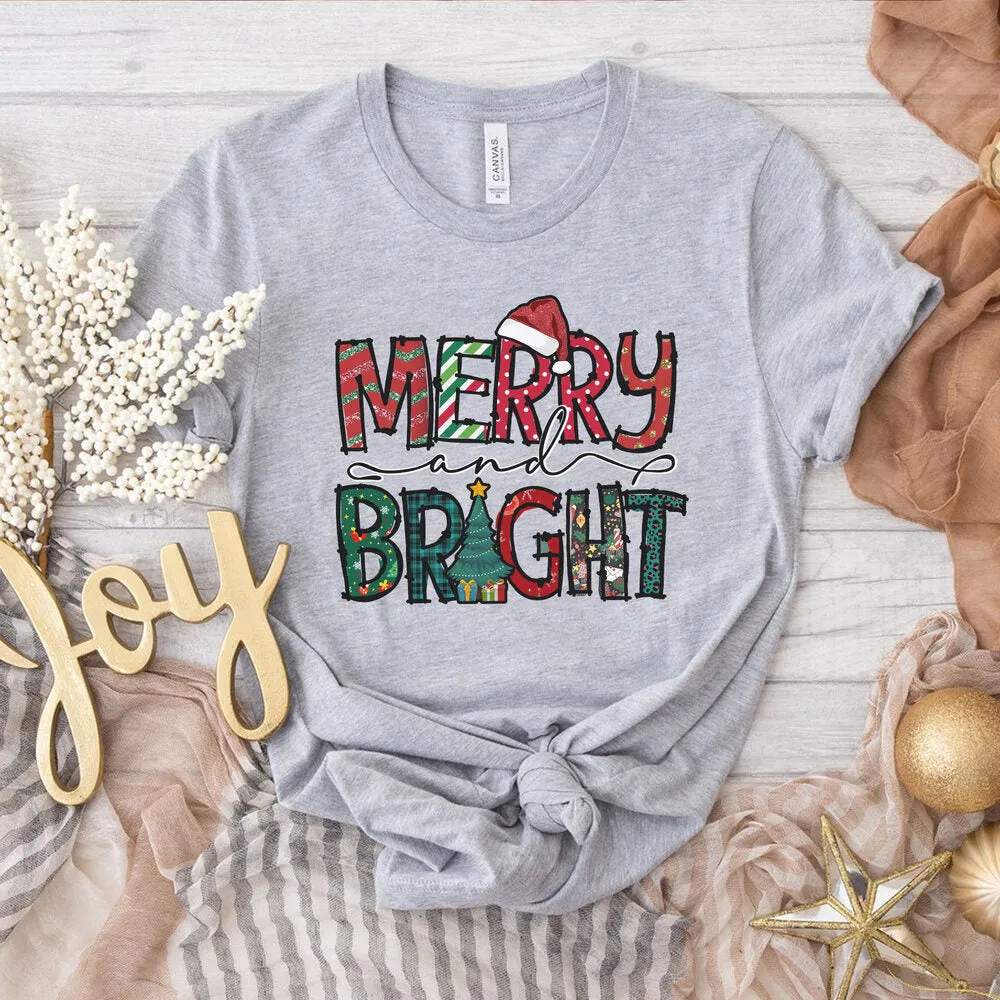 Personalized Christmas T-Shirt Merry Bright