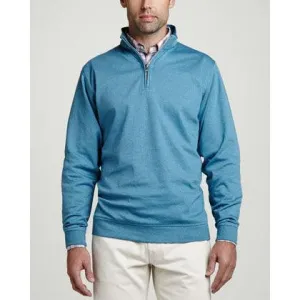 Peter Millar Heather Interlock Quarter Zip Sweaters w/ Logo S Royal Purple (#MF13K31)