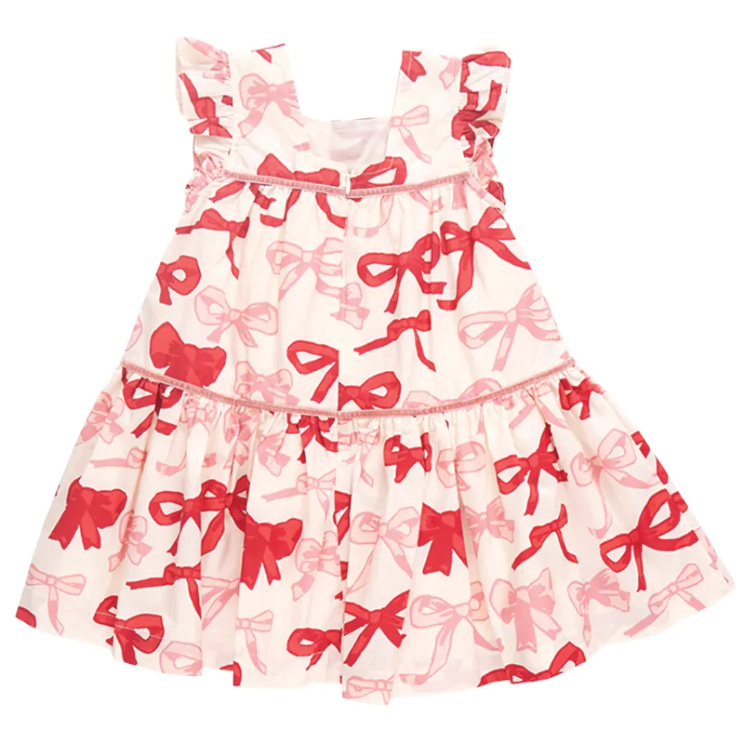 Pink Chicken - Girls Camelia Dress - Valentines Bows