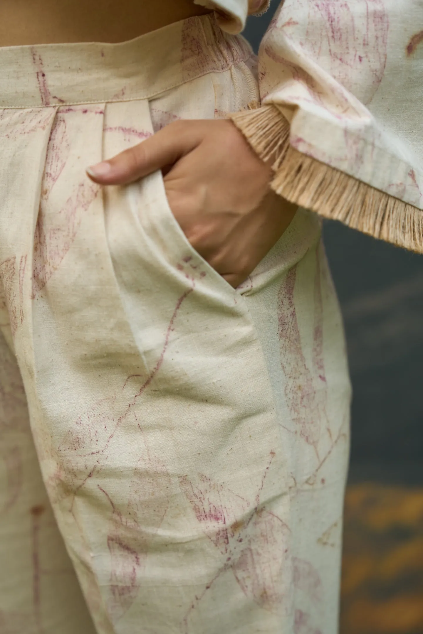 Pink Foliage Straight Pants
