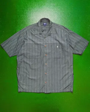 Pinstriped Grey Boxy S-S Link Shirt (~L~)