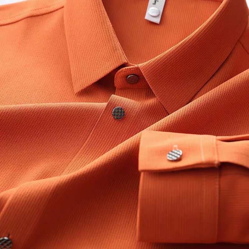 Pique Knit Long Sleeve Textured Shirts For Men