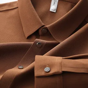 Pique Knit Long Sleeve Textured Shirts For Men