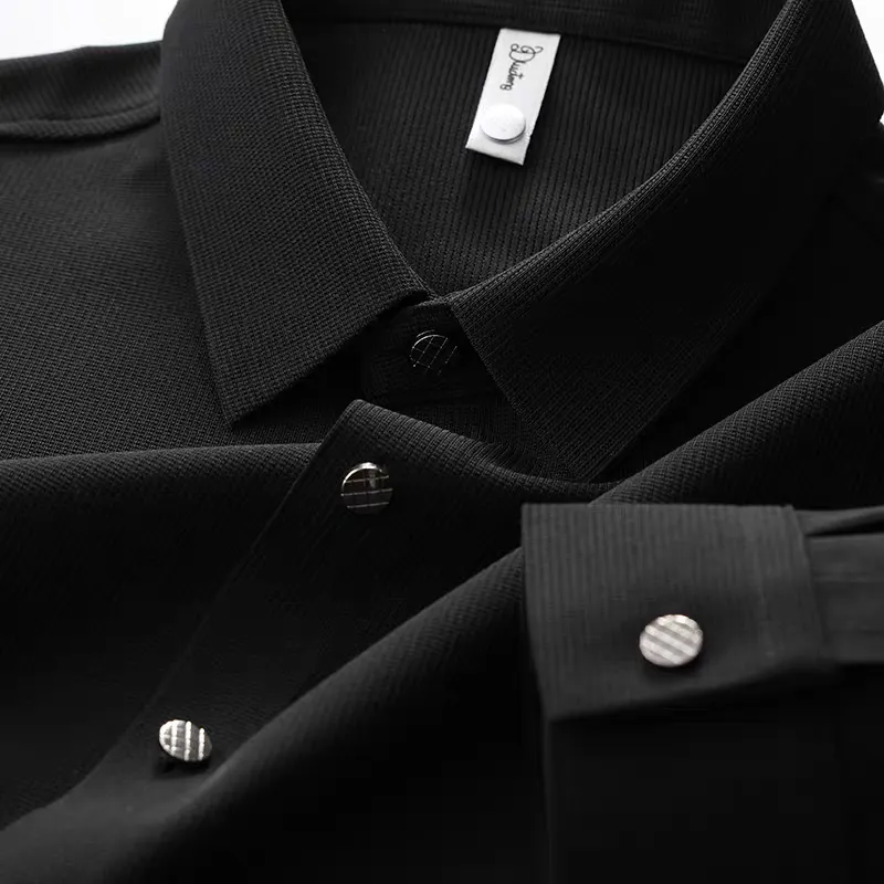 Pique Knit Long Sleeve Textured Shirts For Men
