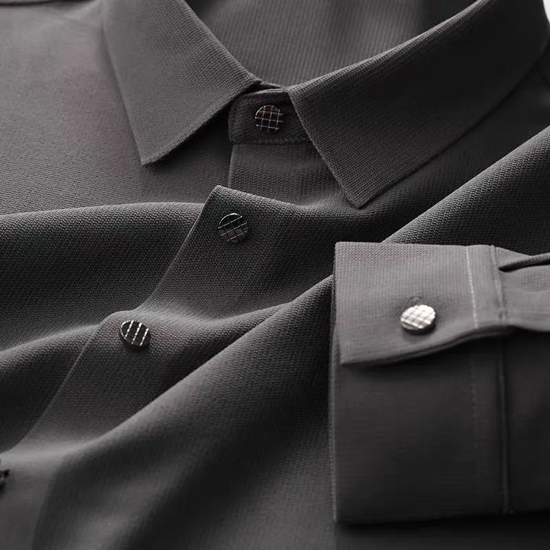 Pique Knit Long Sleeve Textured Shirts For Men