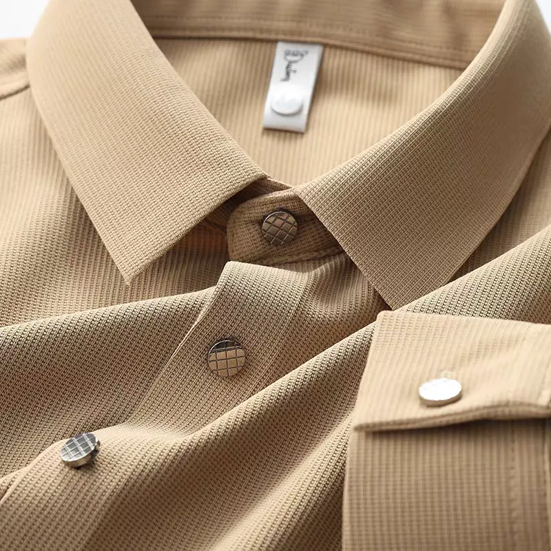 Pique Knit Long Sleeve Textured Shirts For Men