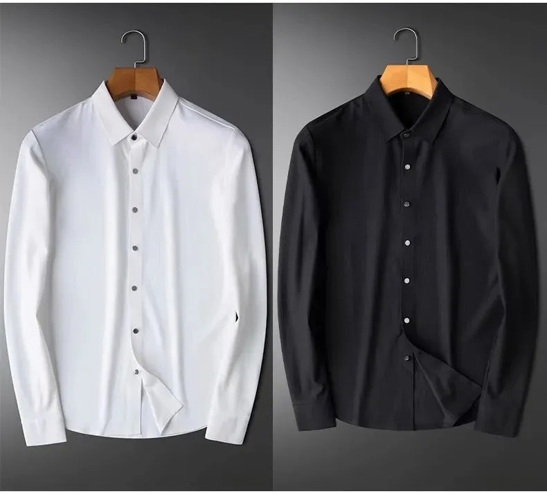 Pique Knit Long Sleeve Textured Shirts For Men