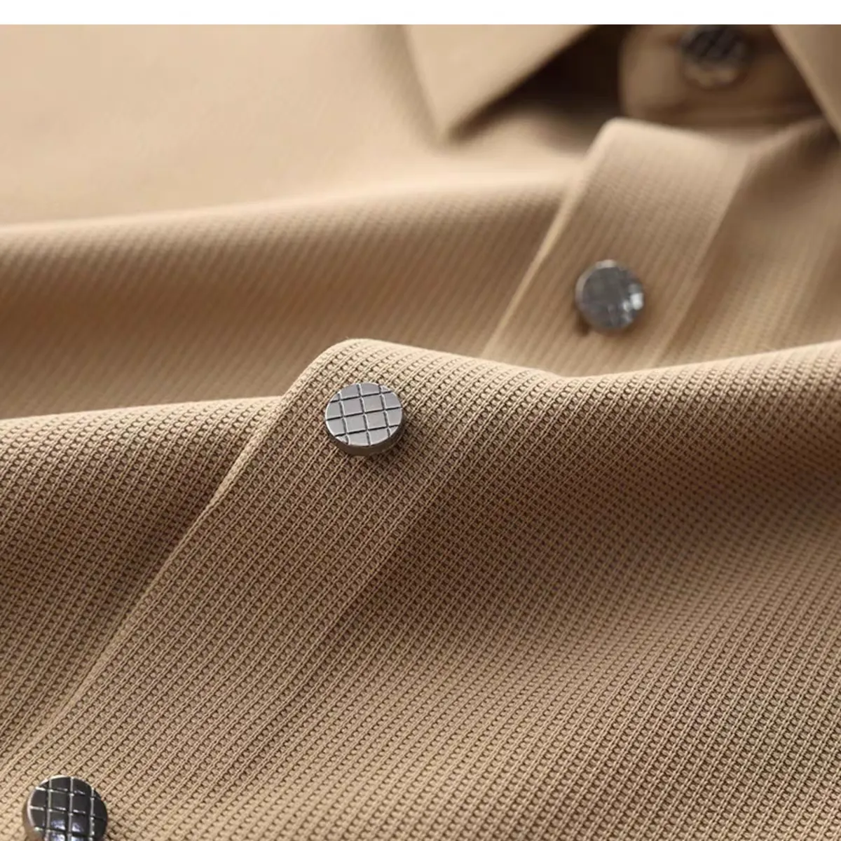 Pique Knit Long Sleeve Textured Shirts For Men
