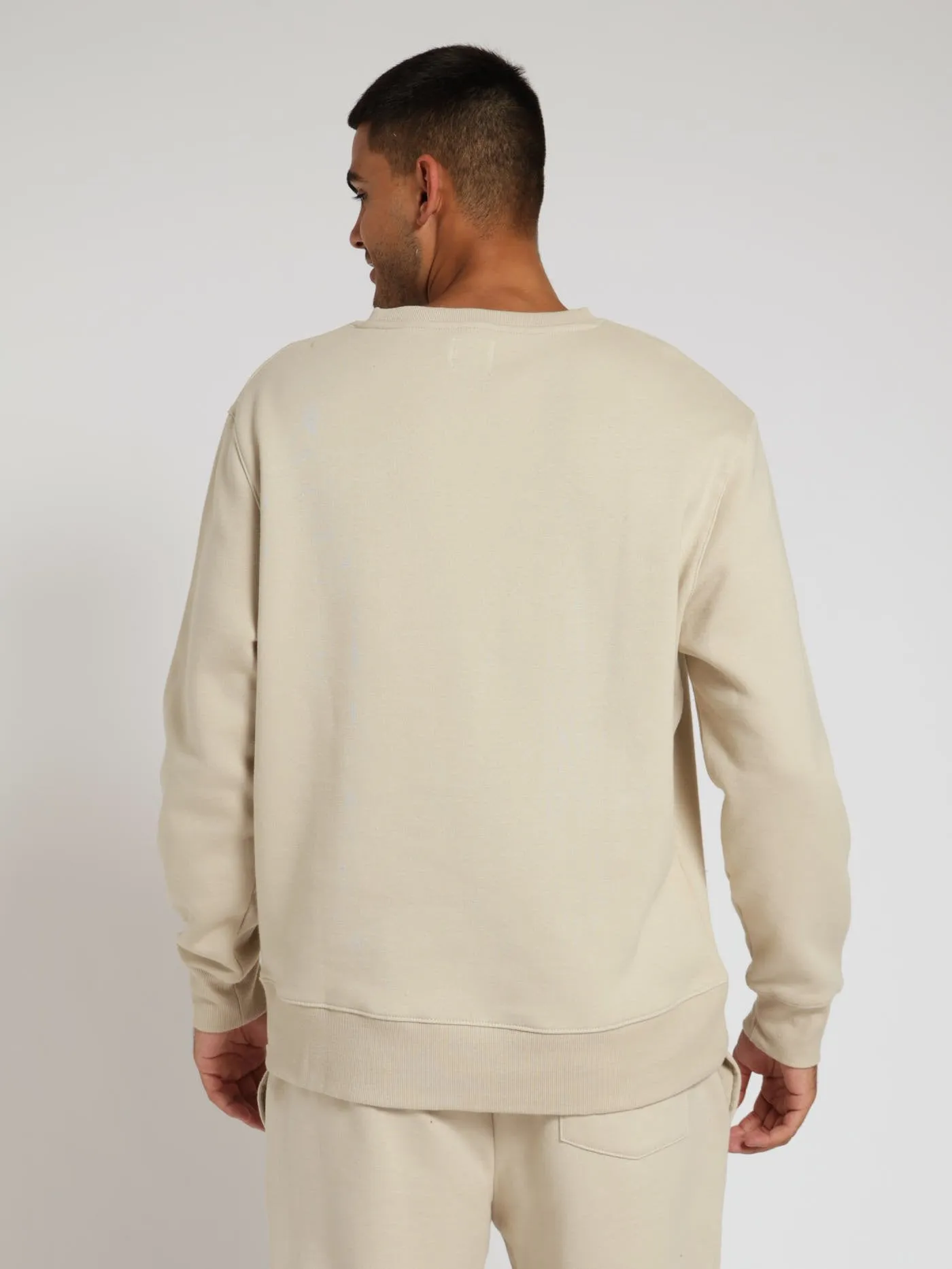 Plain Sweat Fleece Top - Light Stone