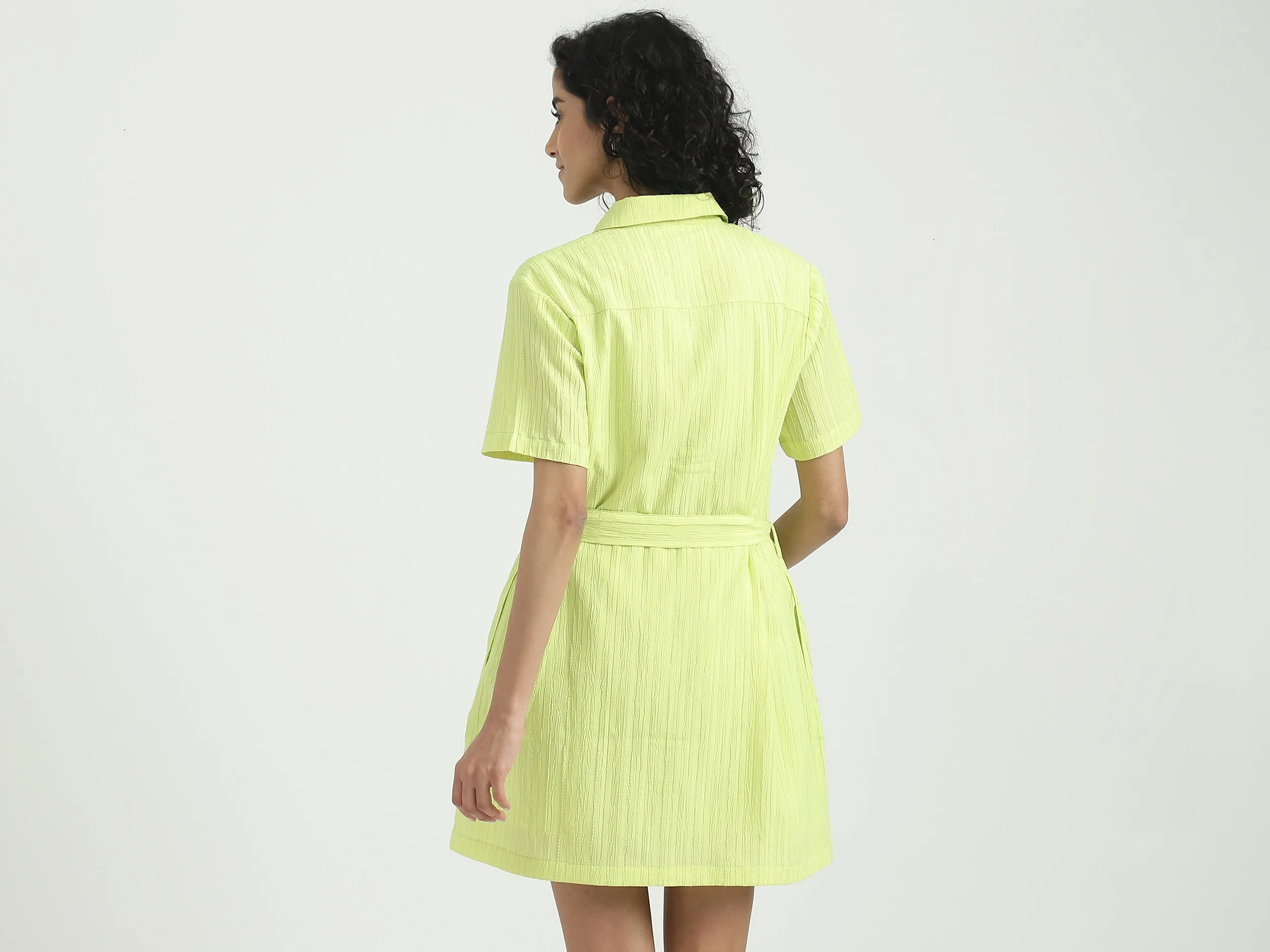 Polyester Solid Spread Collar Women Dresses