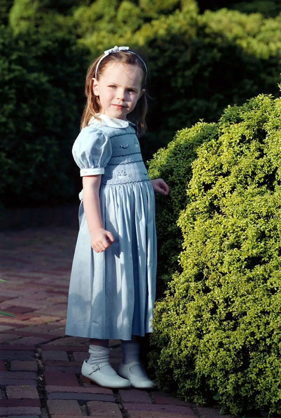 PRE-ORDER Blue Smocked Bird & Basket Dress