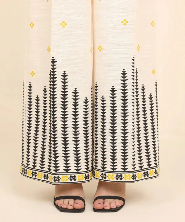 Printed Khaddar Straight Pants