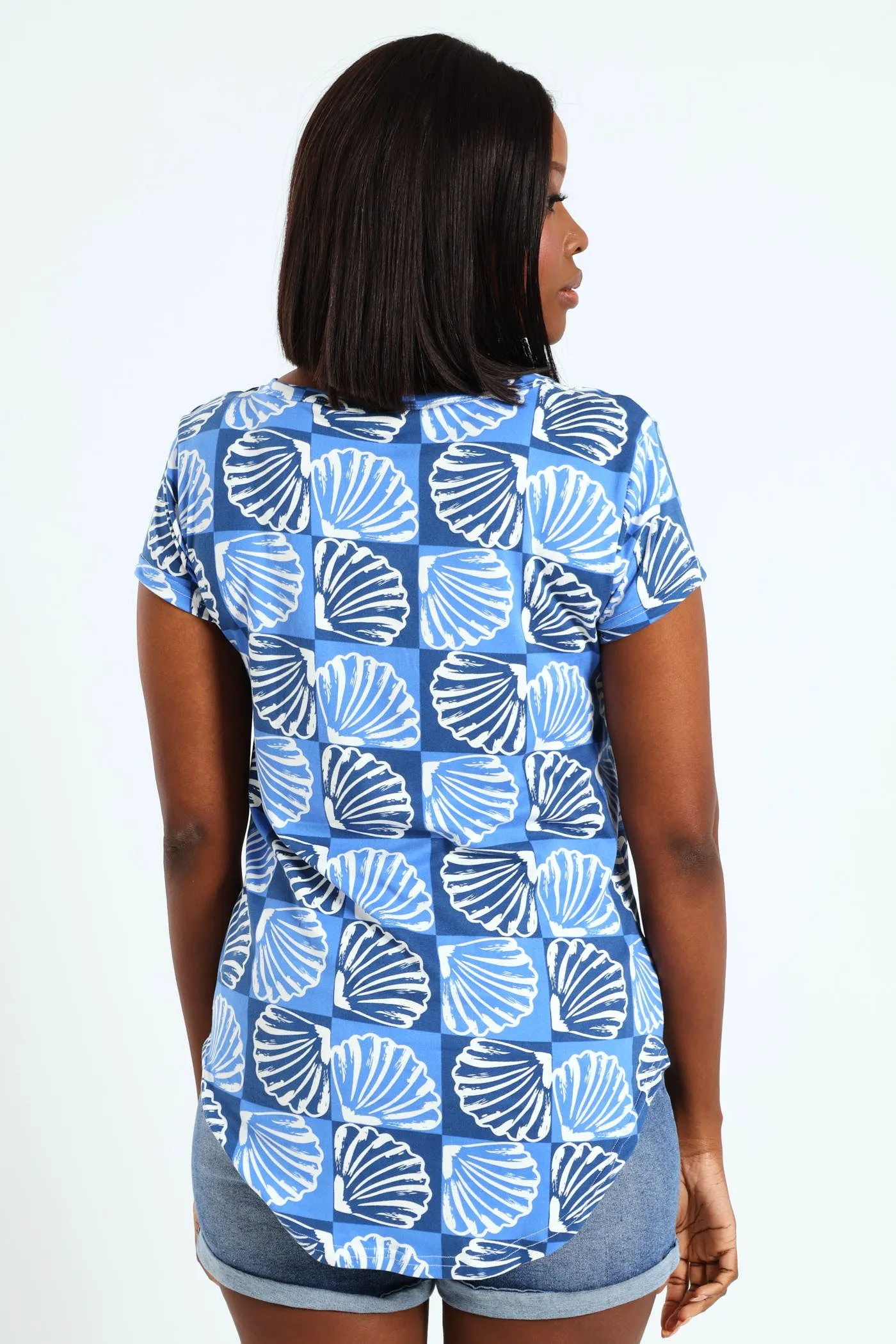 Printed Pocket Tee - Bright Blue