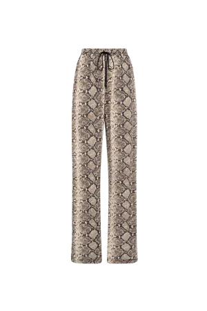 Python Printed Draped Jersey Drawstring Trousers