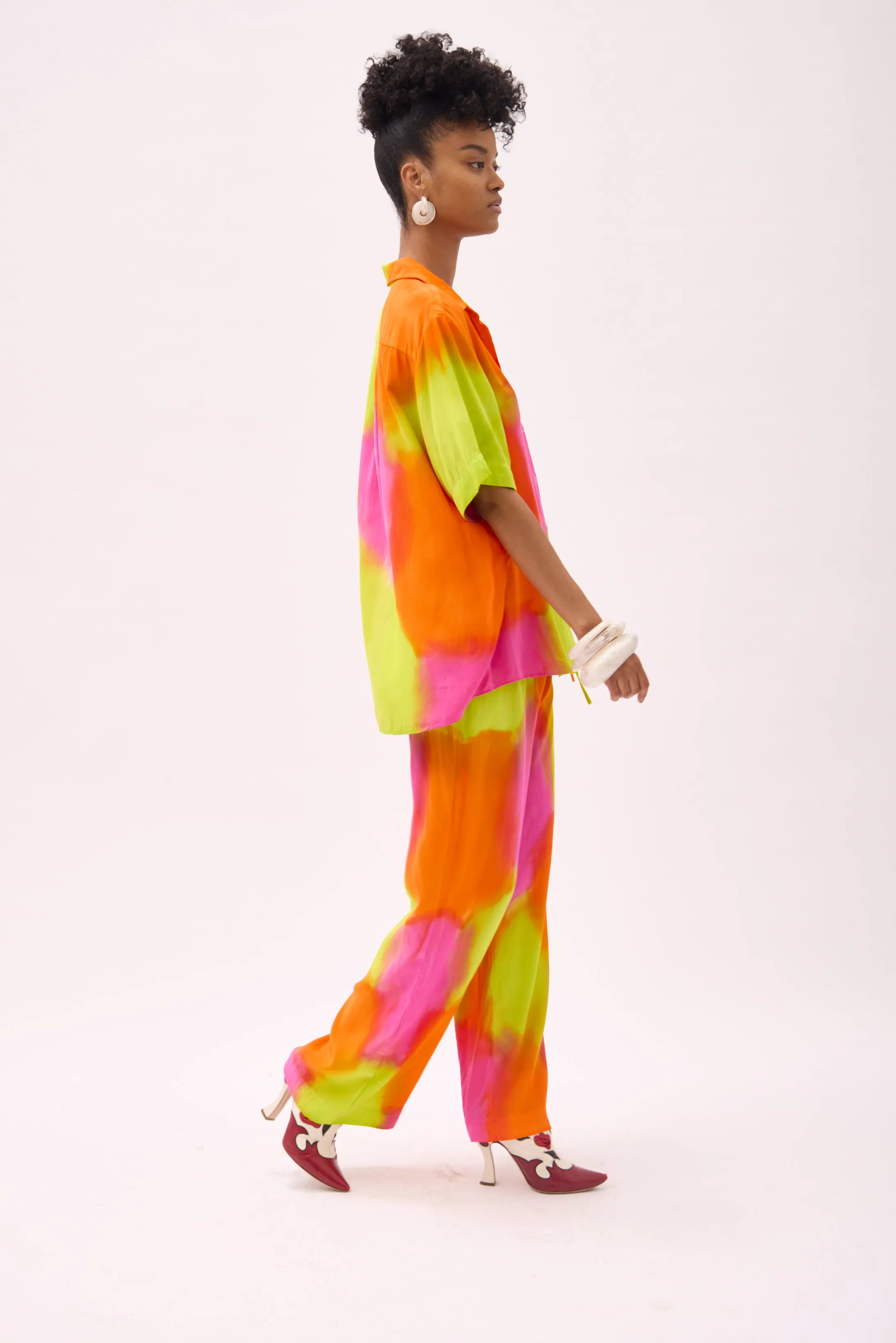 QUINN DRAWSTRING PANT- HAND PAINTED NEON