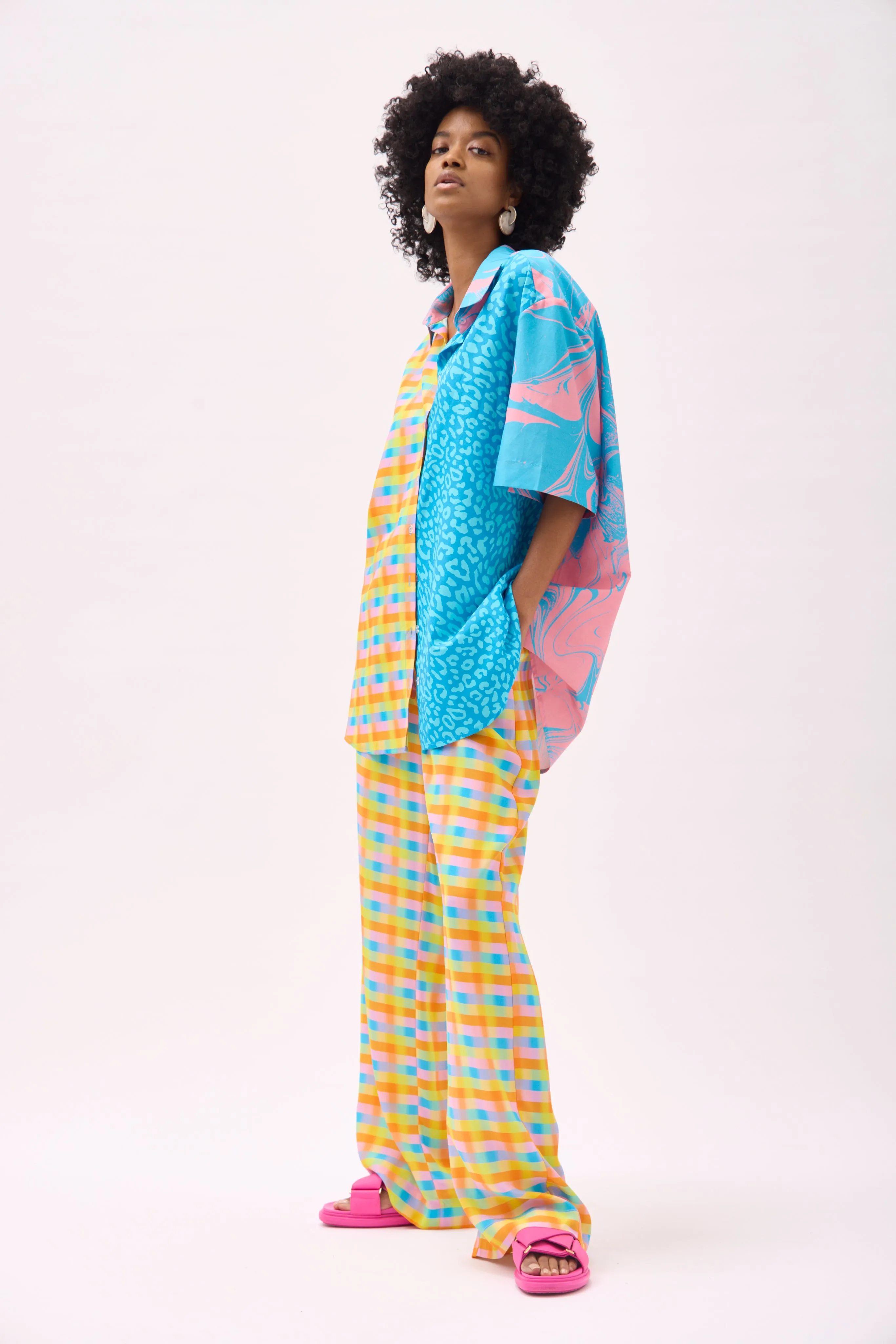 QUINN DRAWSTRING PANT- MULTI CHECK