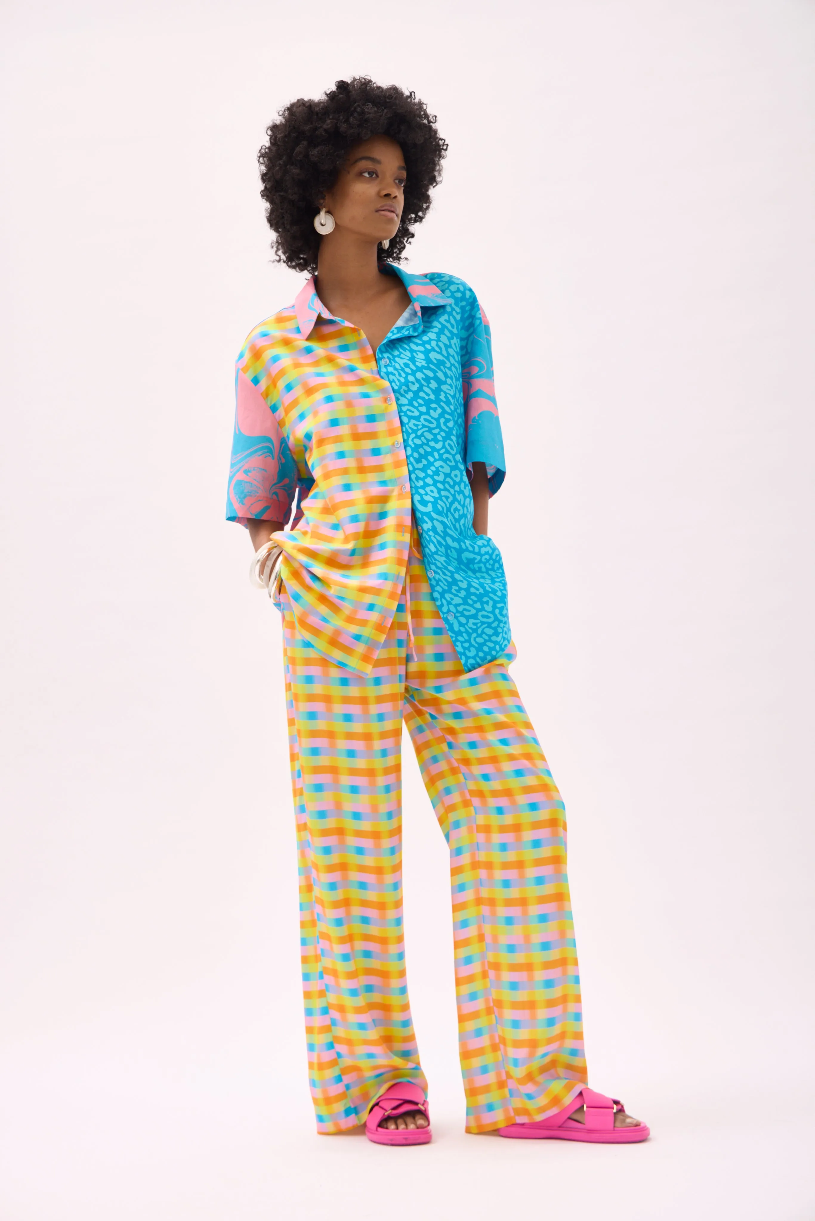 QUINN DRAWSTRING PANT- MULTI CHECK
