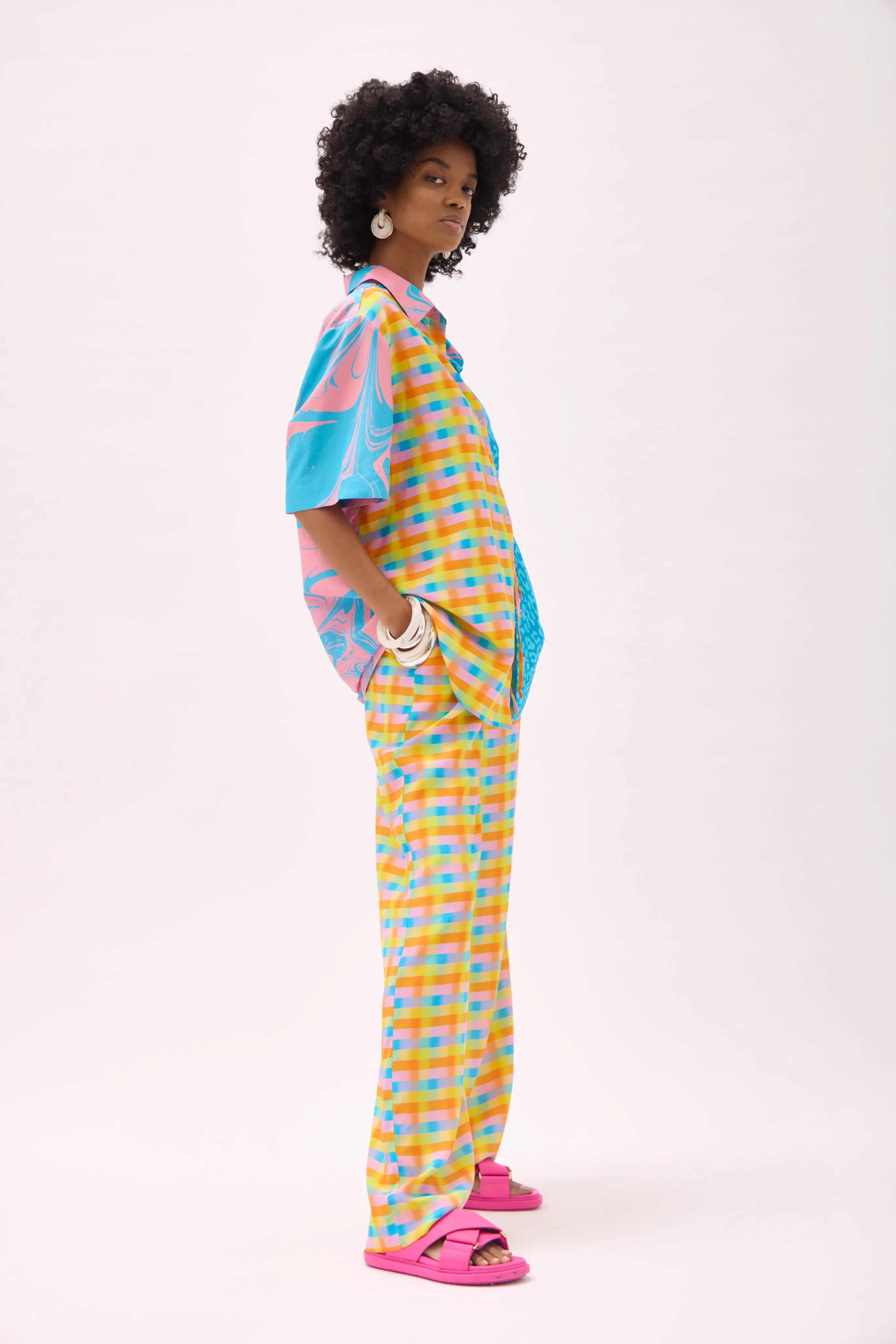 QUINN DRAWSTRING PANT- MULTI CHECK