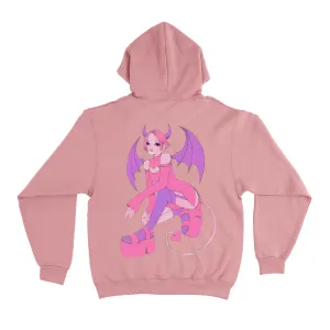 "Demon" Fleece Hoodie Light Pink