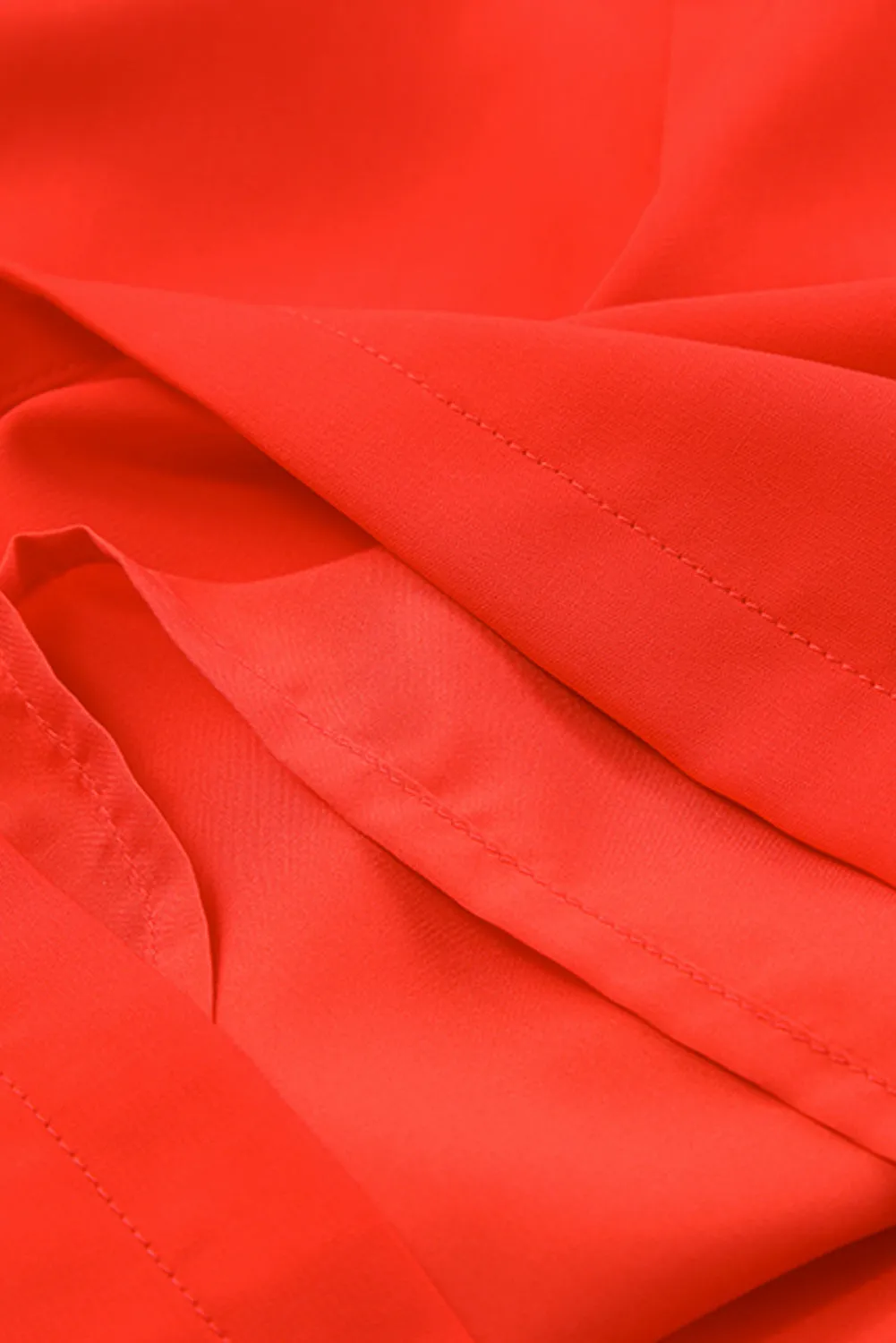Red High Neck Lantern Sleeves Backless Mini Dress
