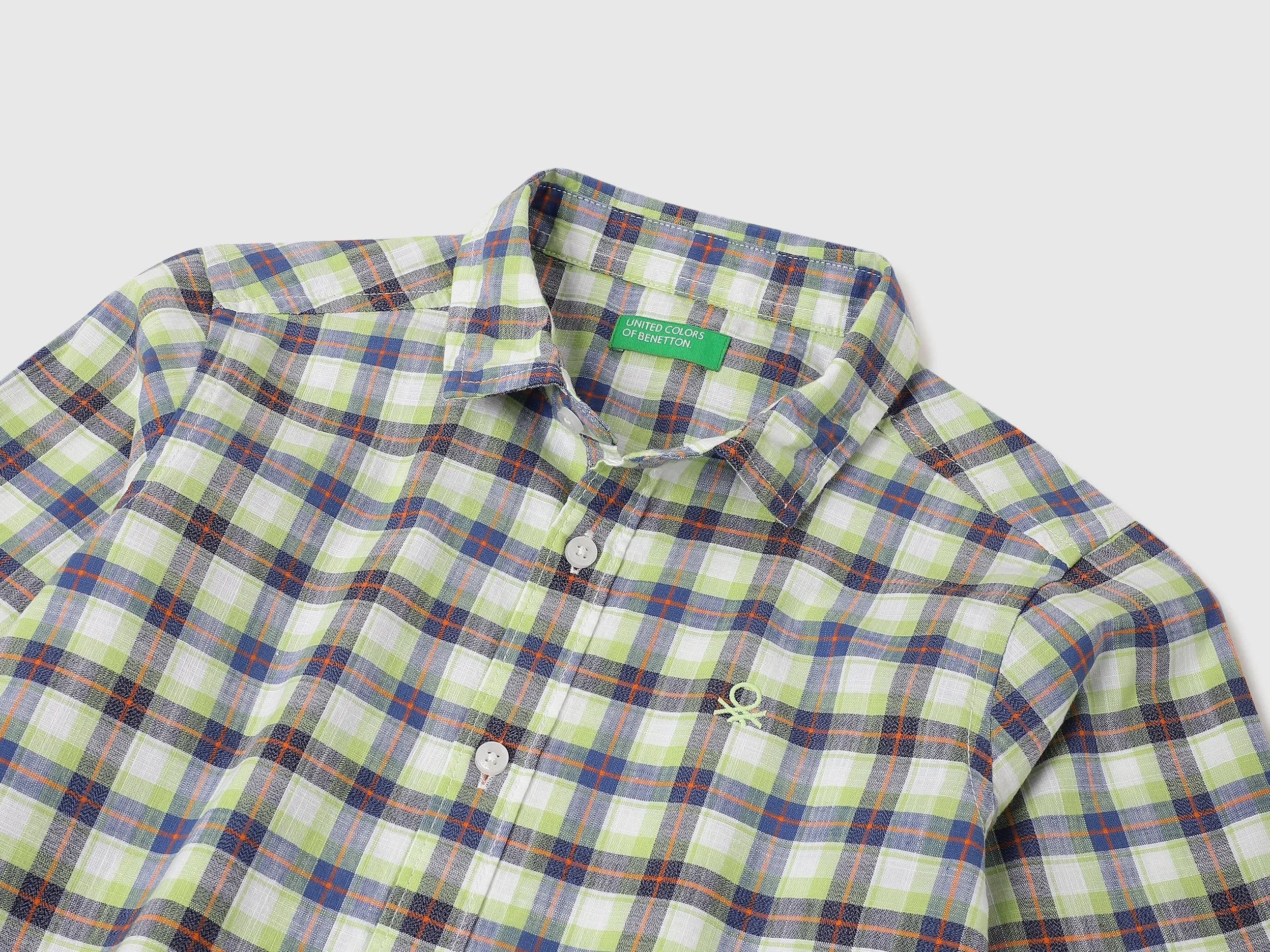 Regular Fit Spread Collar Bright Checkered Shirt