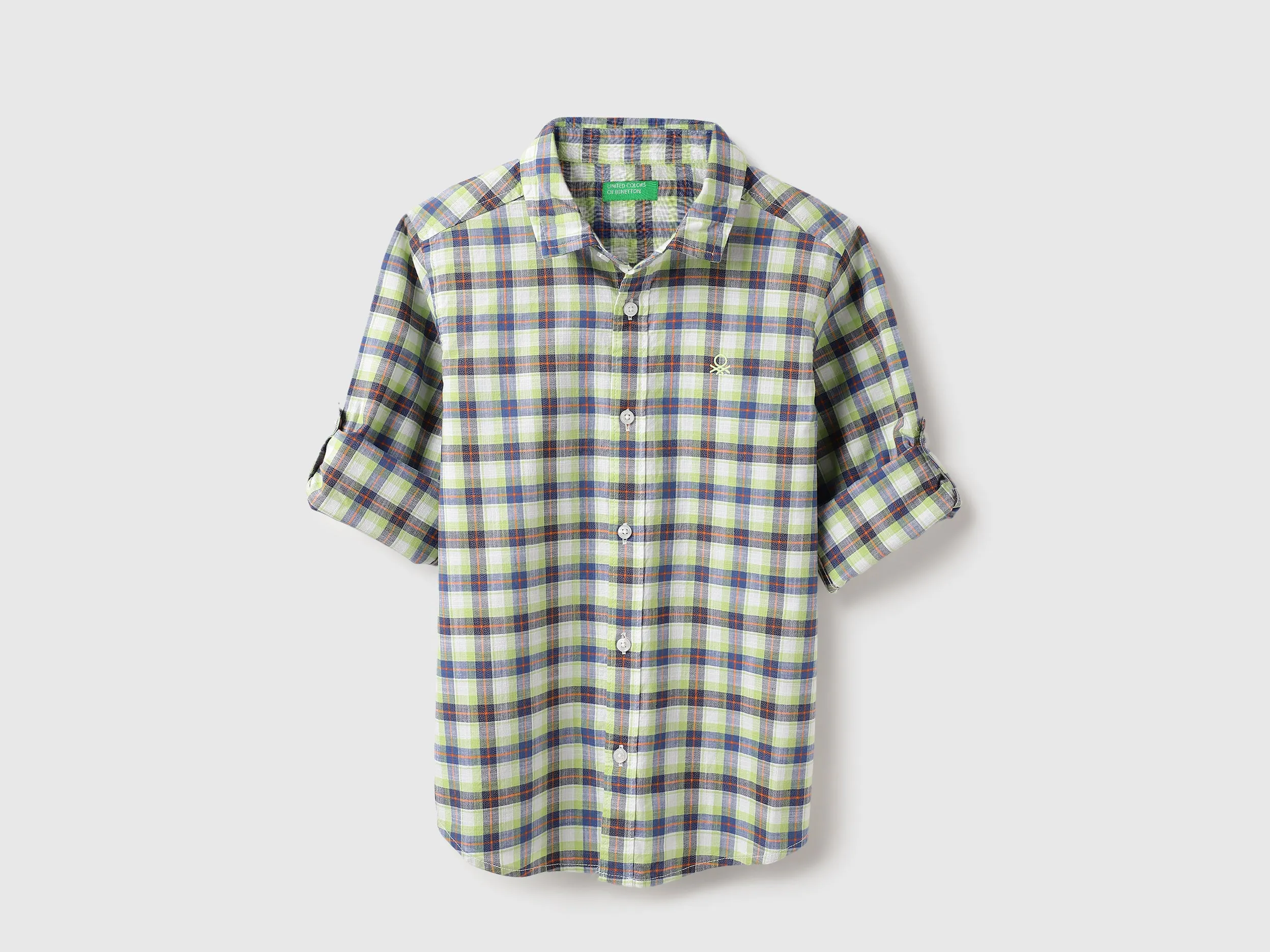 Regular Fit Spread Collar Bright Checkered Shirt