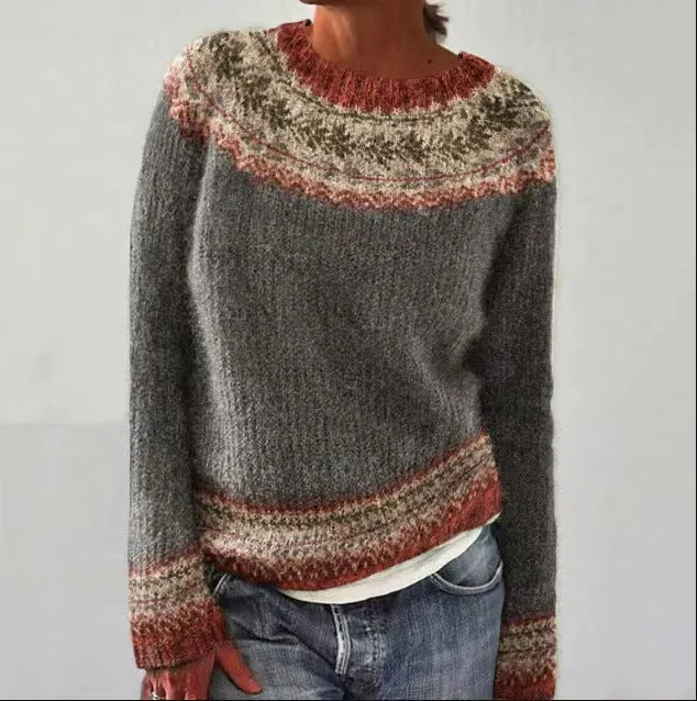 Relaxed Fit Knit Pattern Sweater