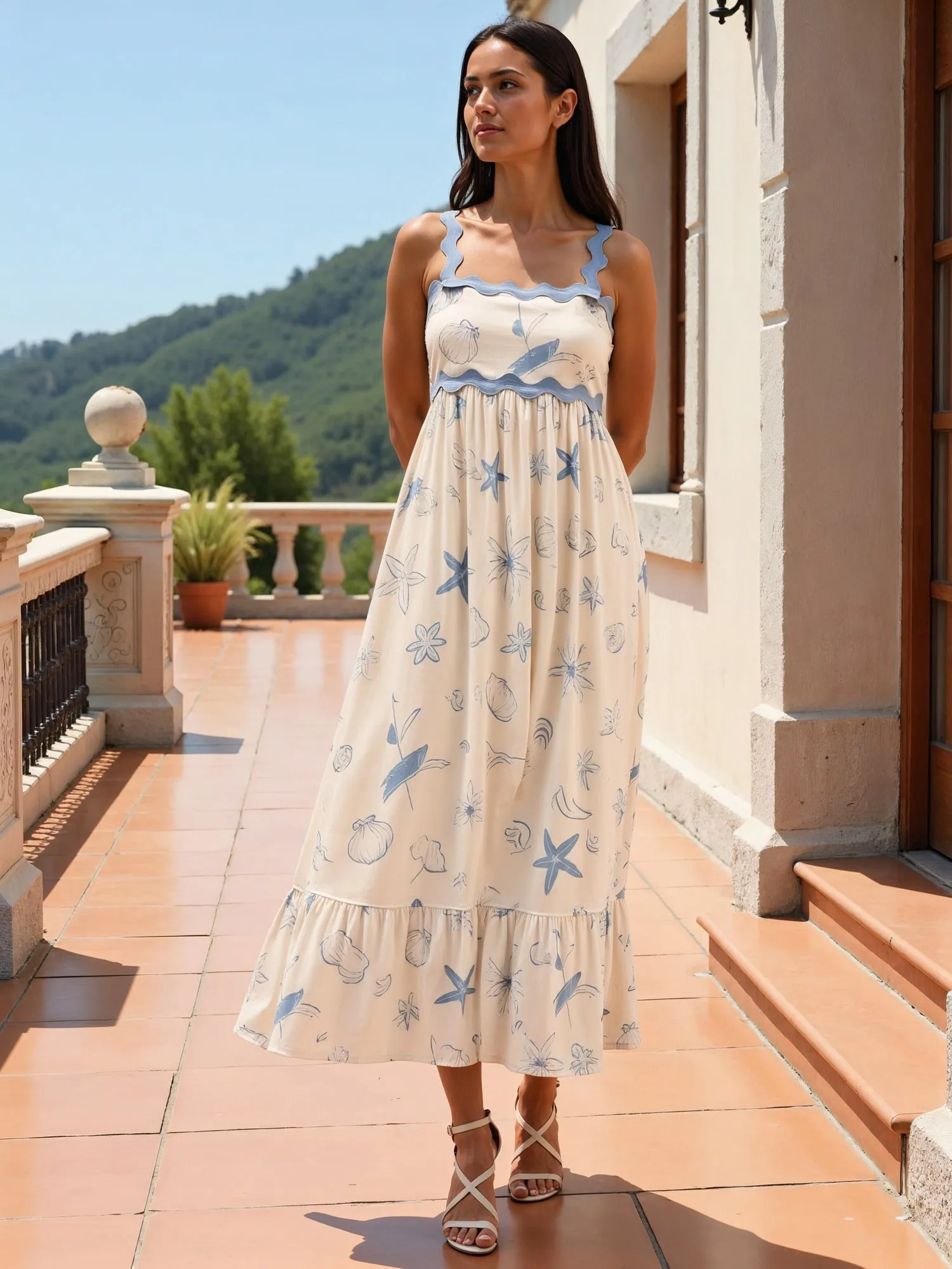 Ric Rak Trim Seashell Midi Sun Dress
