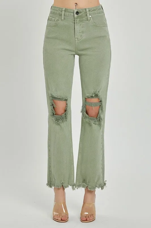 RISEN PLUS High Rise Straight Distressed