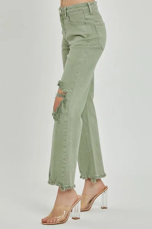 RISEN PLUS High Rise Straight Distressed