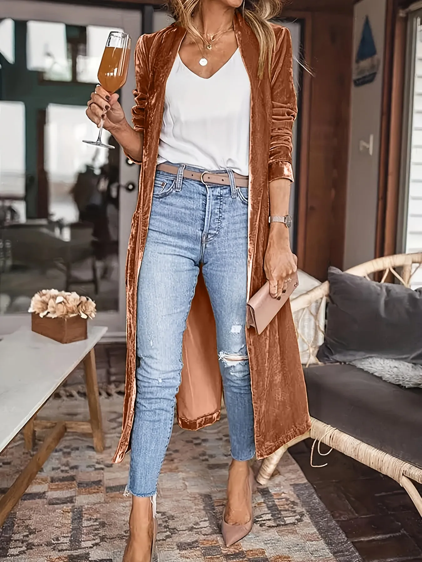 Rowan Open Front Long Sleeve Duster