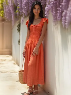 Ruched Bodice Fit Flare Maxi Sun Dress