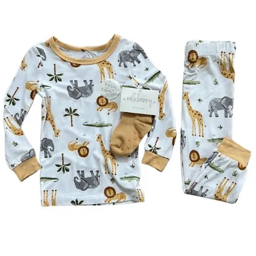 Safari Friends Long Sleeve Bamboo Pajama Set