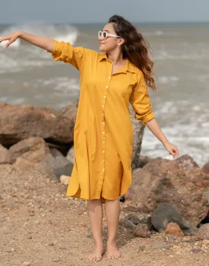 Saffron Yellow Shirt Dress