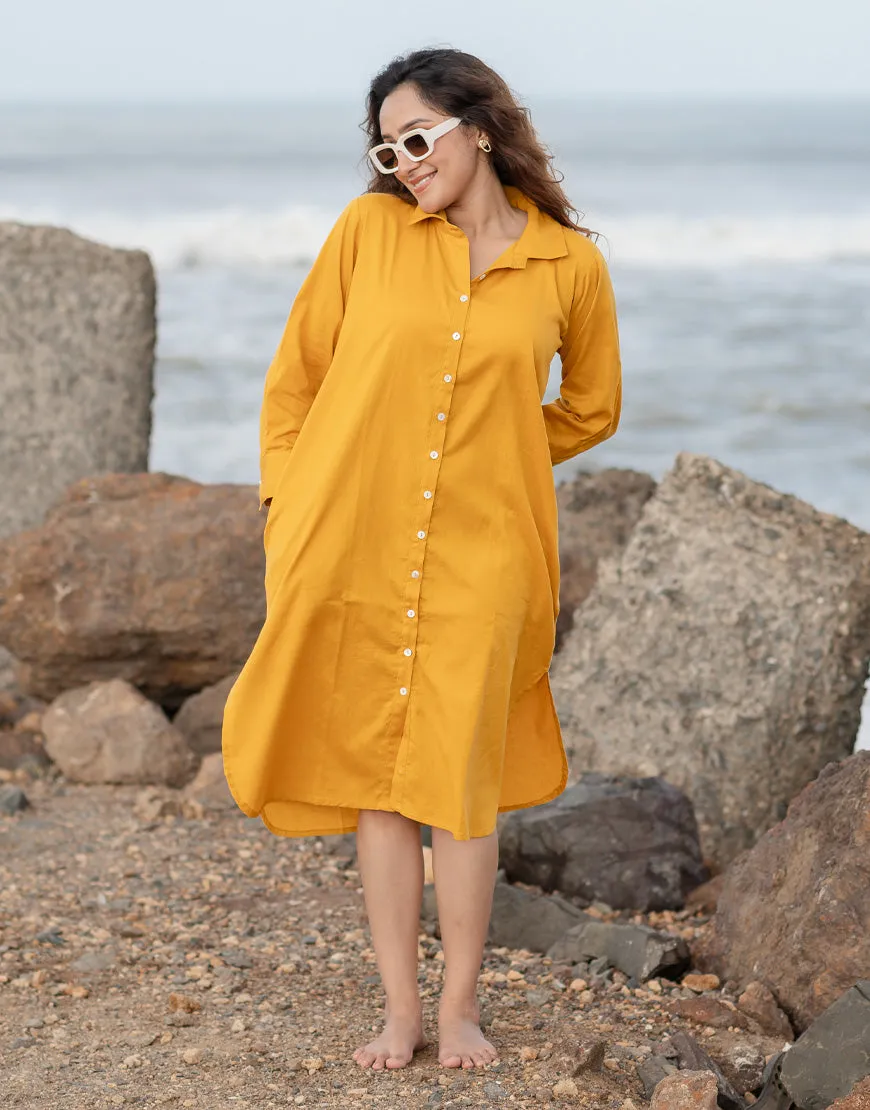 Saffron Yellow Shirt Dress