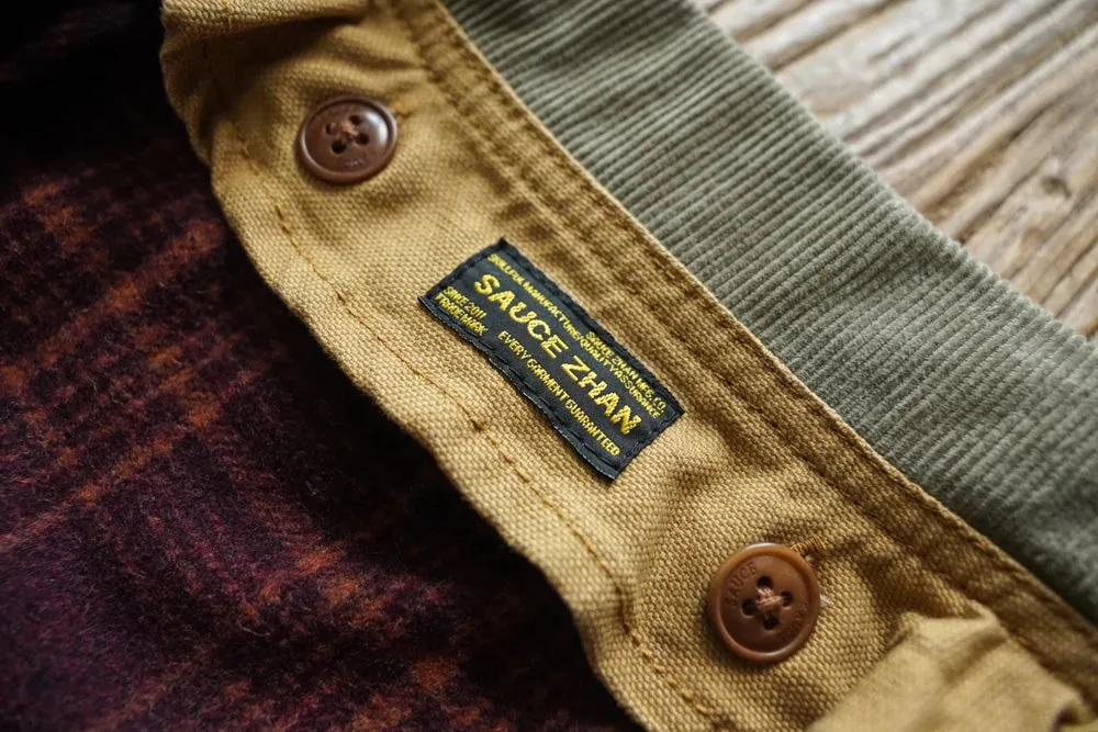 Sauce Zhan Canvas Hunter's Jacket with Detachable Wool Liner Mans Work Jacket Regular Fit