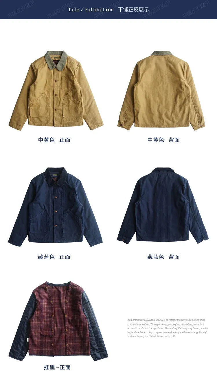 Sauce Zhan Canvas Hunter's Jacket with Detachable Wool Liner Mans Work Jacket Regular Fit