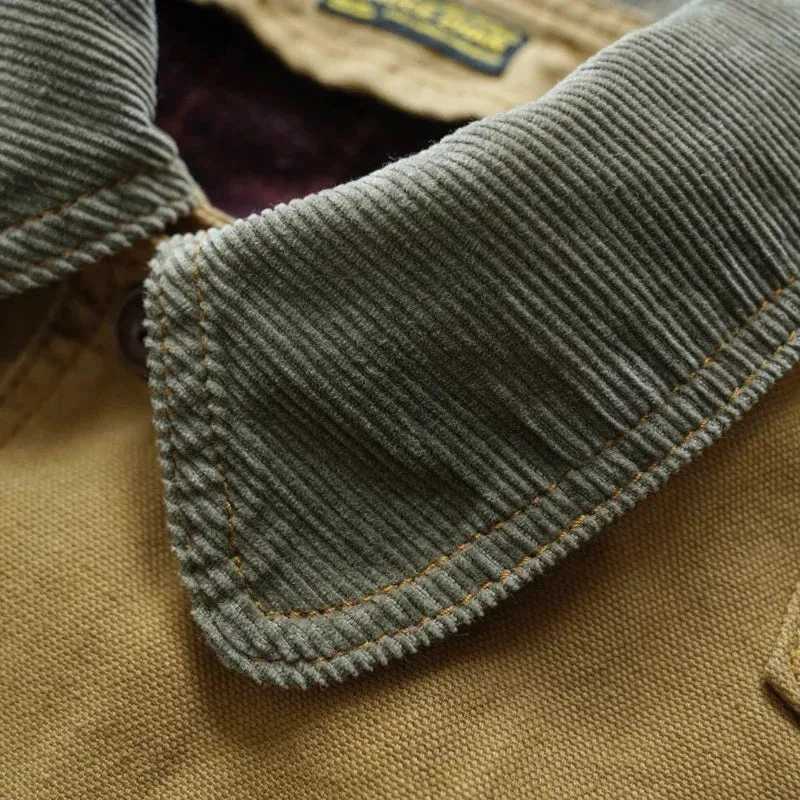 Sauce Zhan Canvas Hunter's Jacket with Detachable Wool Liner Mans Work Jacket Regular Fit