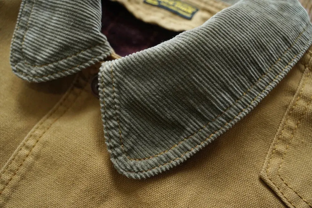 Sauce Zhan Canvas Hunter's Jacket with Detachable Wool Liner Mans Work Jacket Regular Fit