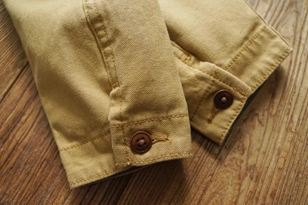 Sauce Zhan Canvas Hunter's Jacket with Detachable Wool Liner Mans Work Jacket Regular Fit