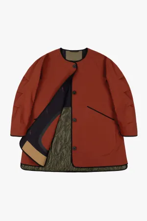 Short Bonded Patchwork Raincoat - Russett / Black