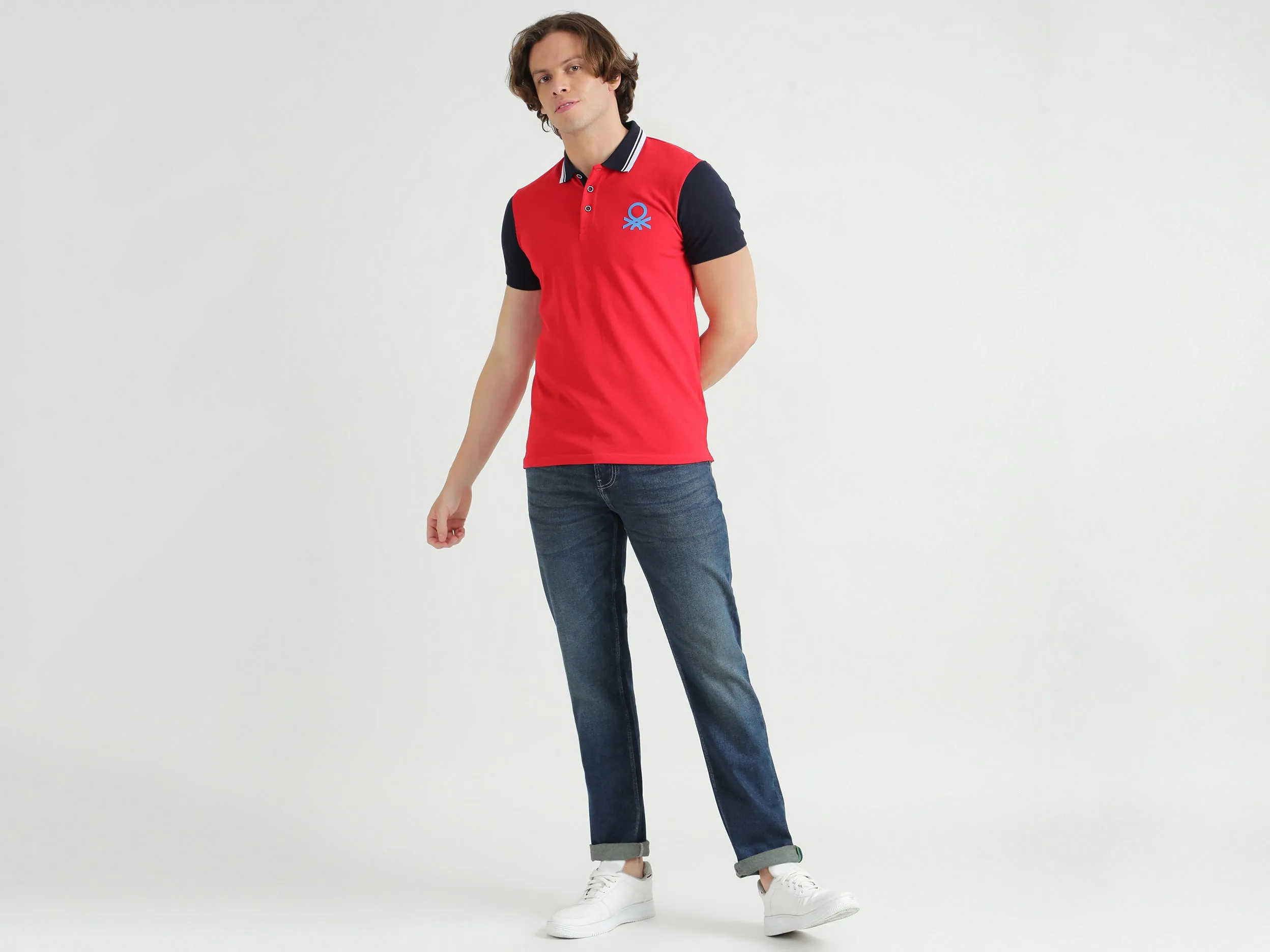 Short Sleeve Solid Polo Neck Tee