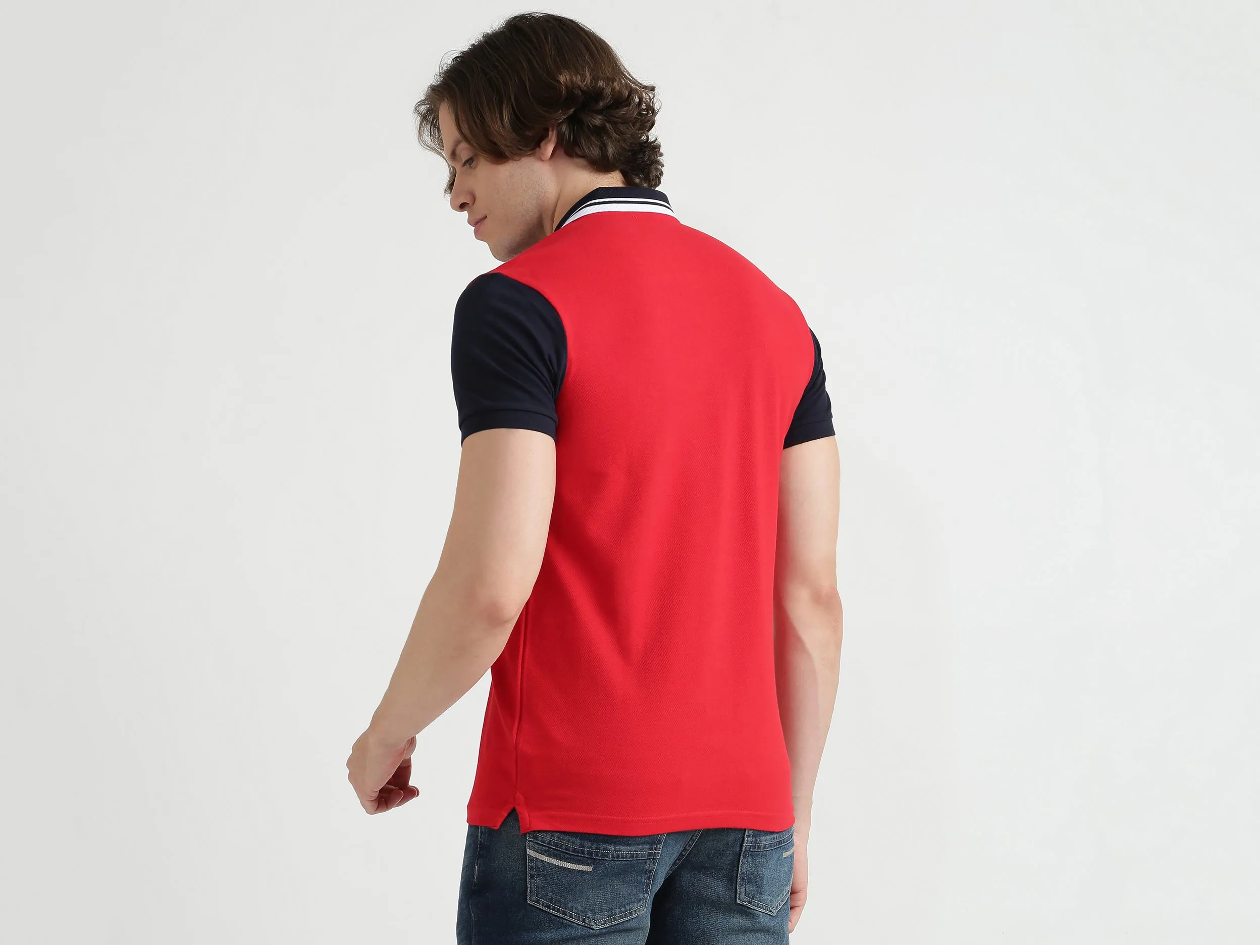 Short Sleeve Solid Polo Neck Tee