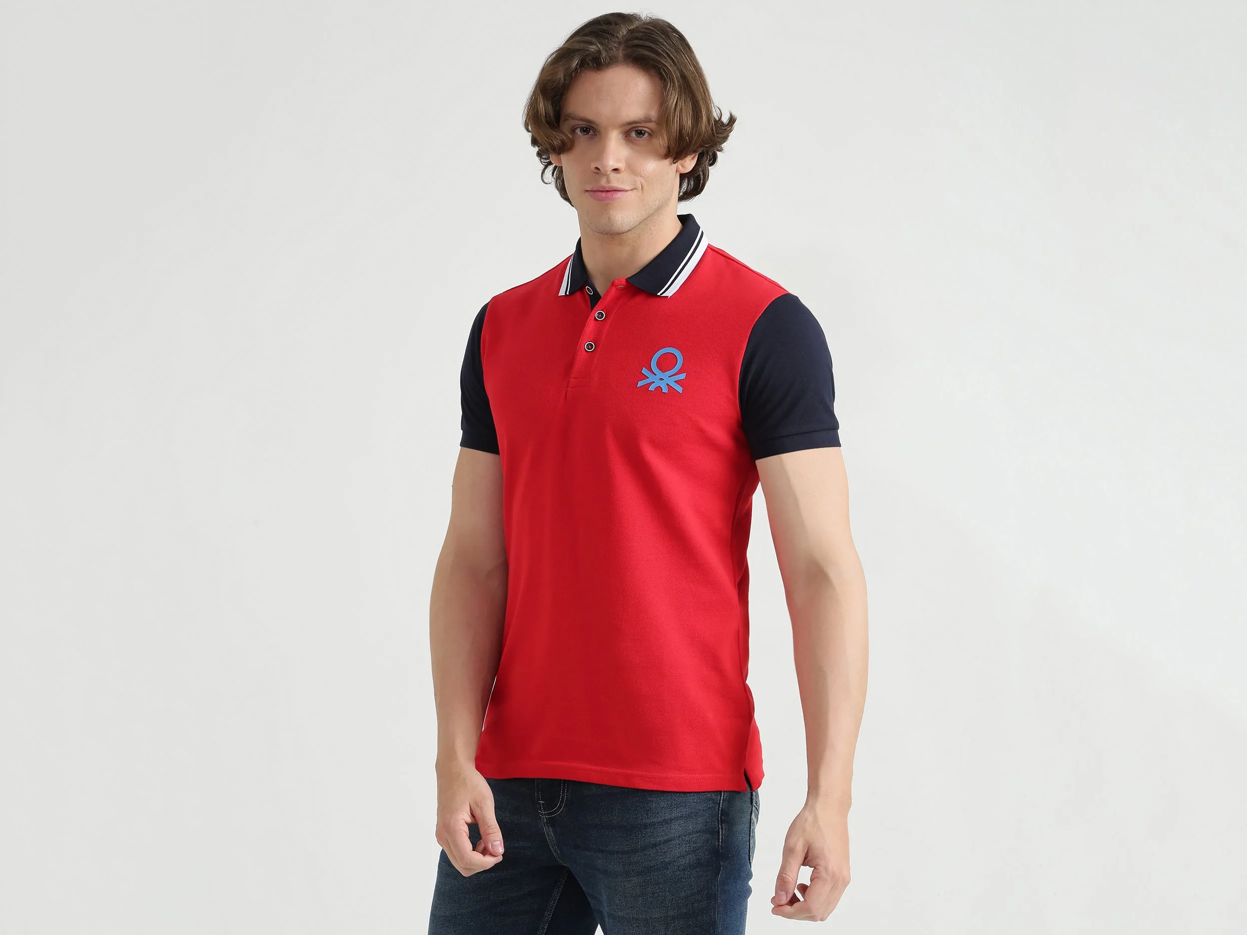 Short Sleeve Solid Polo Neck Tee