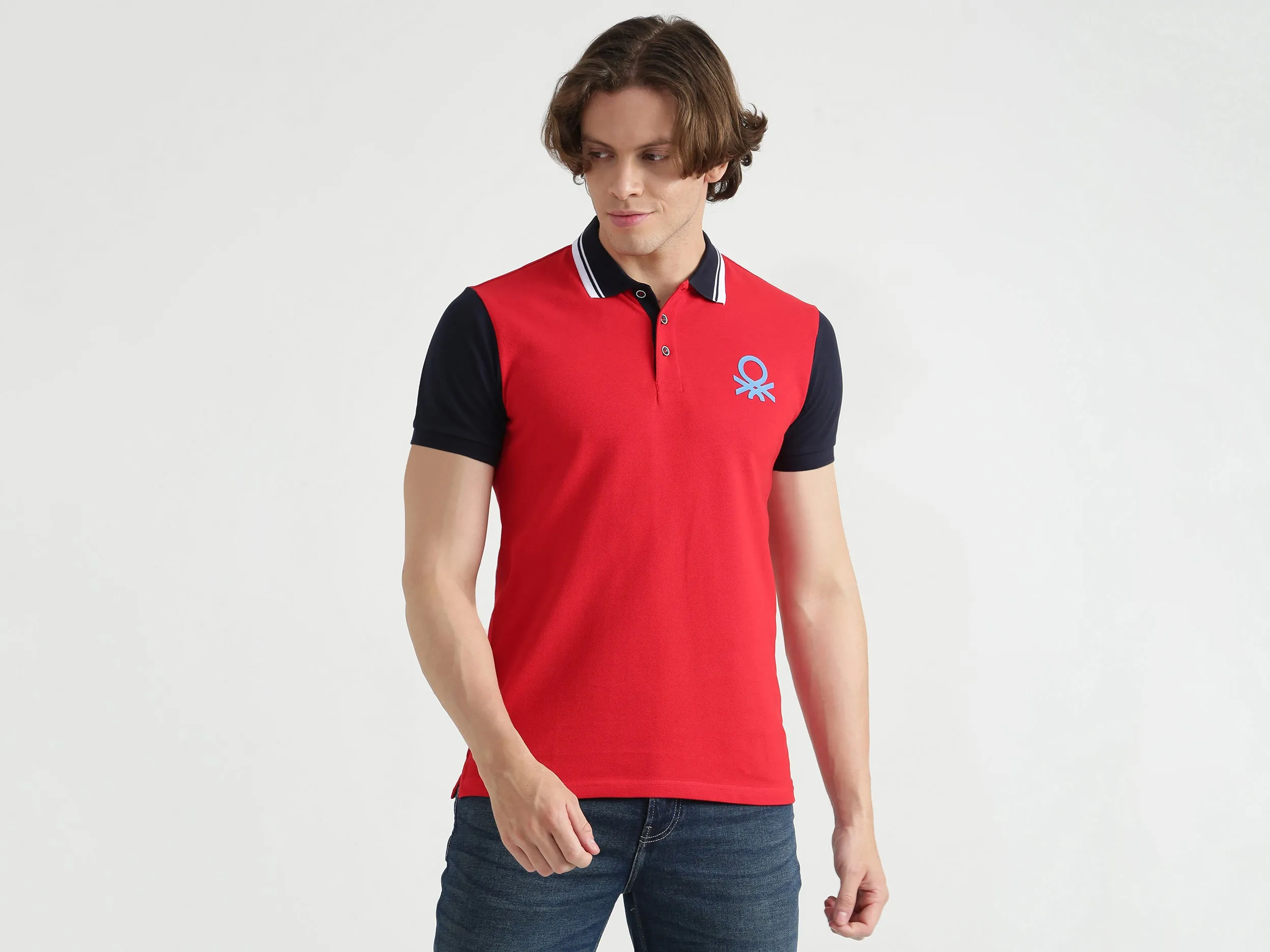 Short Sleeve Solid Polo Neck Tee