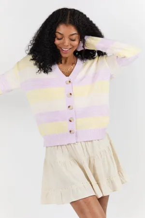Simple Request Purple Multi Striped Cardigan