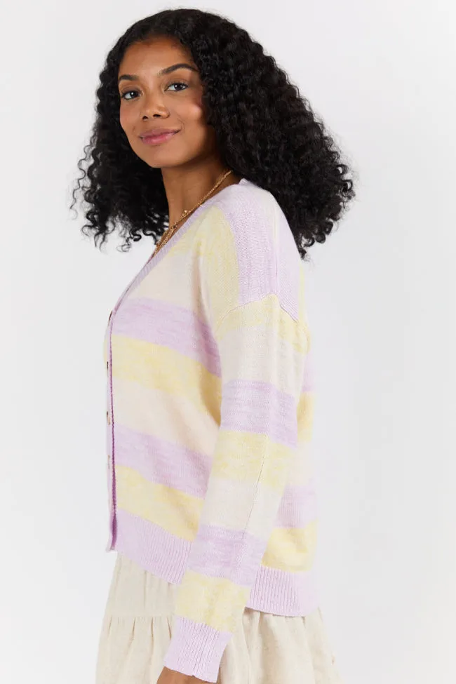 Simple Request Purple Multi Striped Cardigan