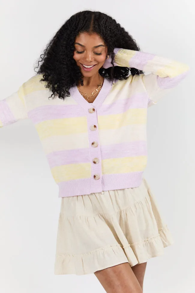 Simple Request Purple Multi Striped Cardigan