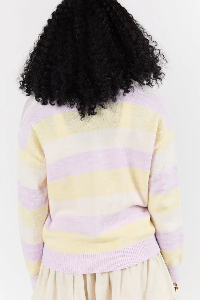 Simple Request Purple Multi Striped Cardigan
