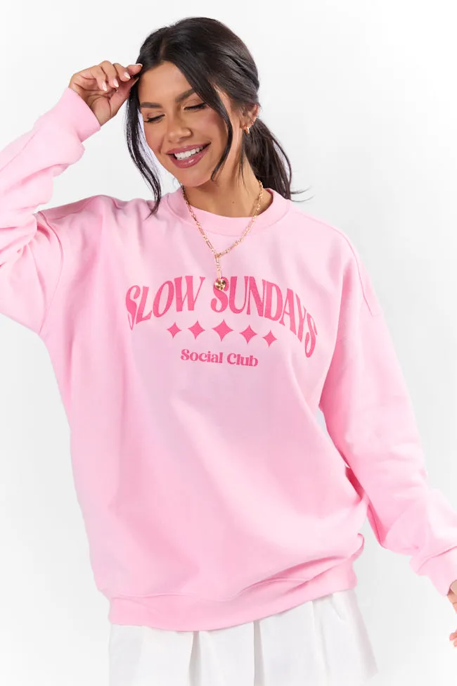 Slow Sundays Light Pink Graphic Sweatshirt